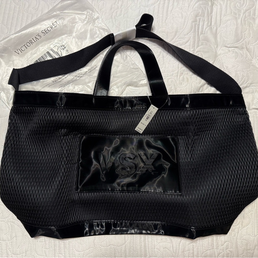 NWT/ Victoria's Secret Black Mesh Tote Bag